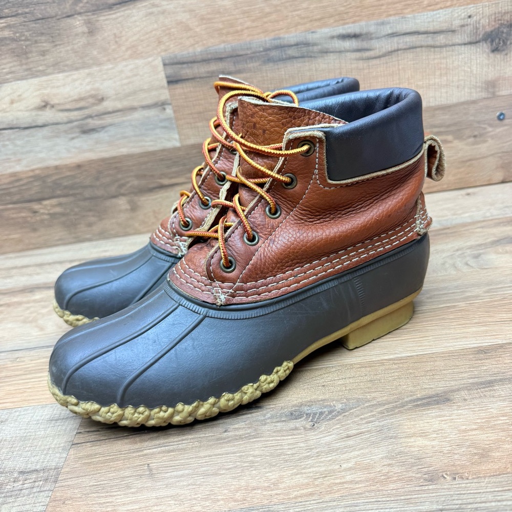 LL Bean  Women Size 9 Brown Leather Boots 6" Padded Collar Hunting Duck Boot - Picture 3 of 10